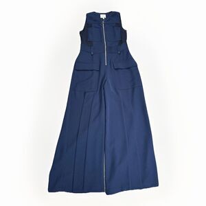 Outline Sleeveless Navy Utility Jumpsuit Sz 4 Wide Leg Zip Front Sheer Back